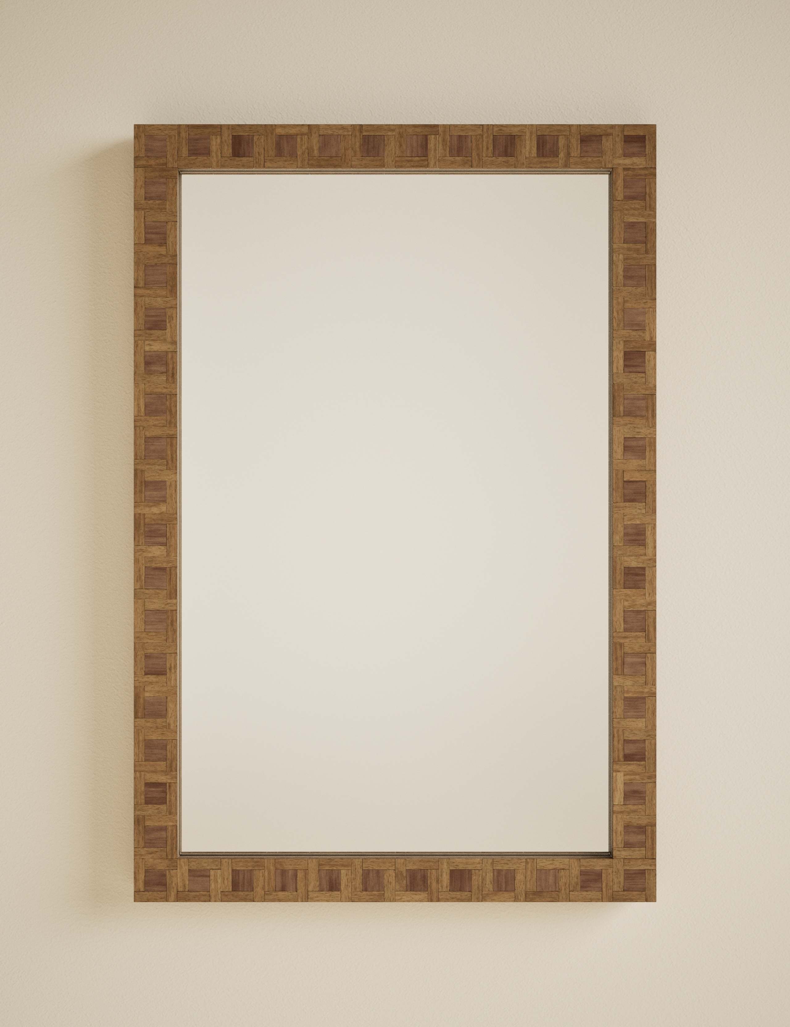 Hugo marquetry wood rectangular wall mirror 90x60cm - British product