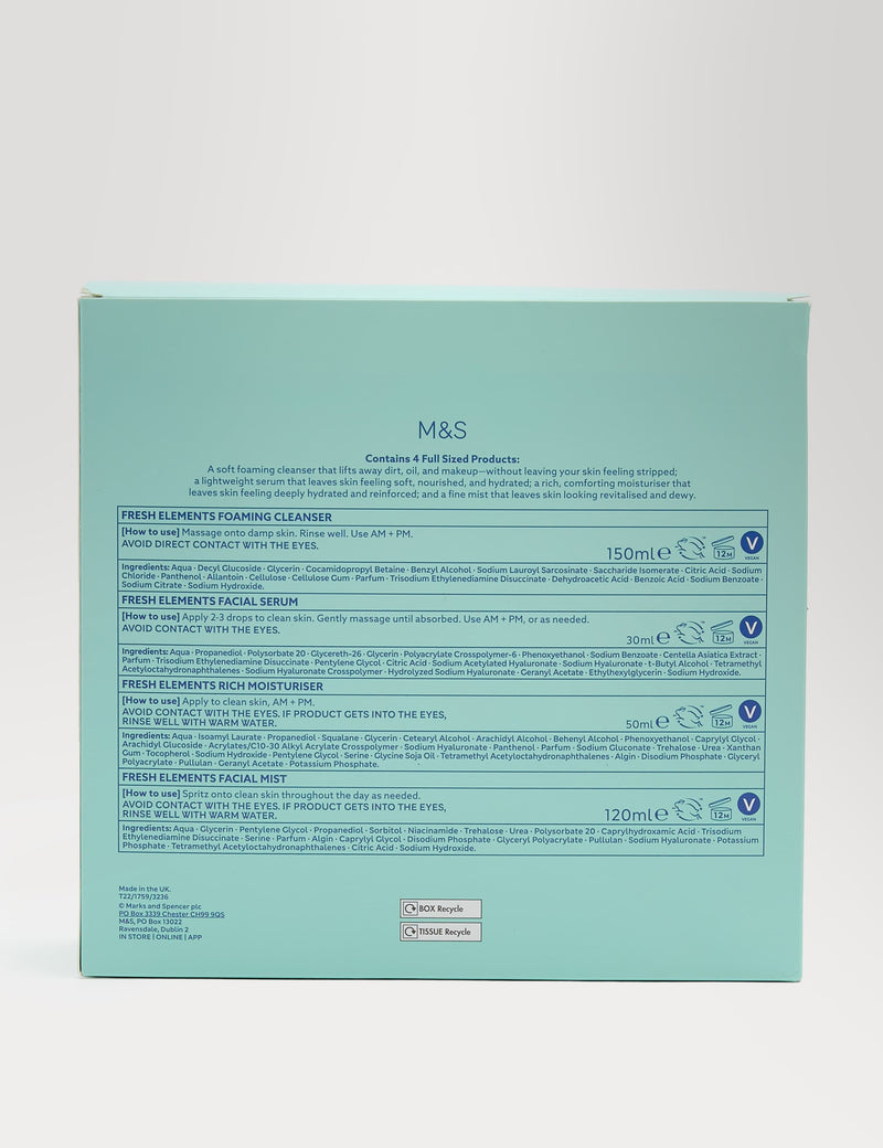 Fresh Elements hydration skincare set four-piece - British product