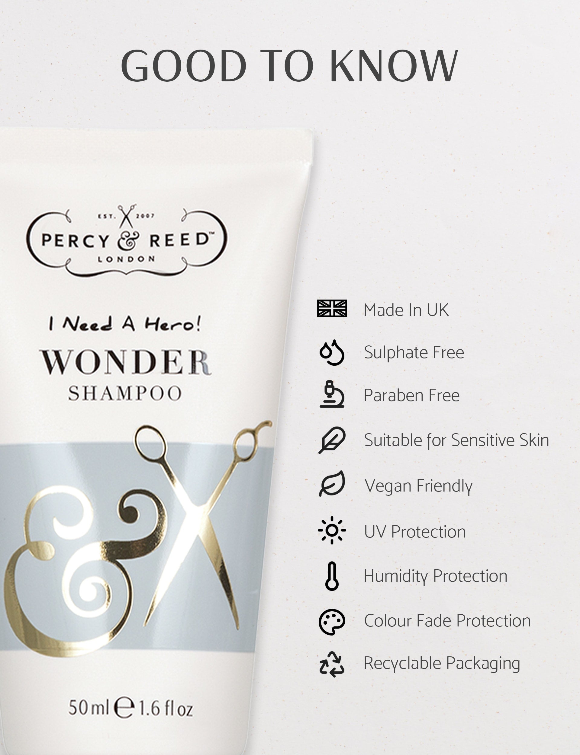 Percy & Reed Wonder Shampoo 50ml, UK version