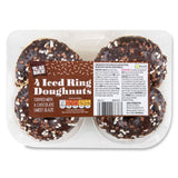 Iced ring doughnuts with chocolate sweet glaze, imported from the UK