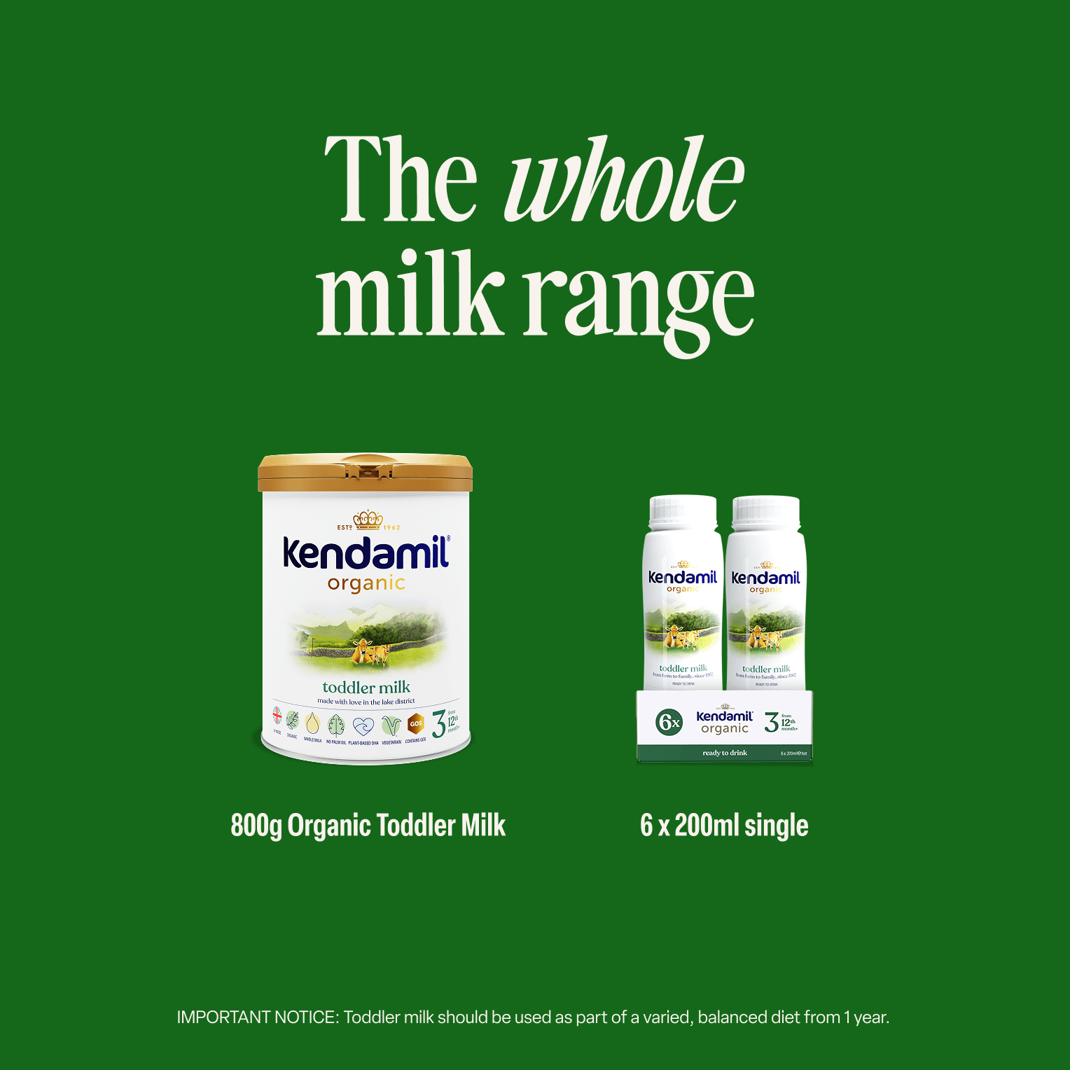 Organic ready to feed toddler milk 6x200ml, imported from the UK
