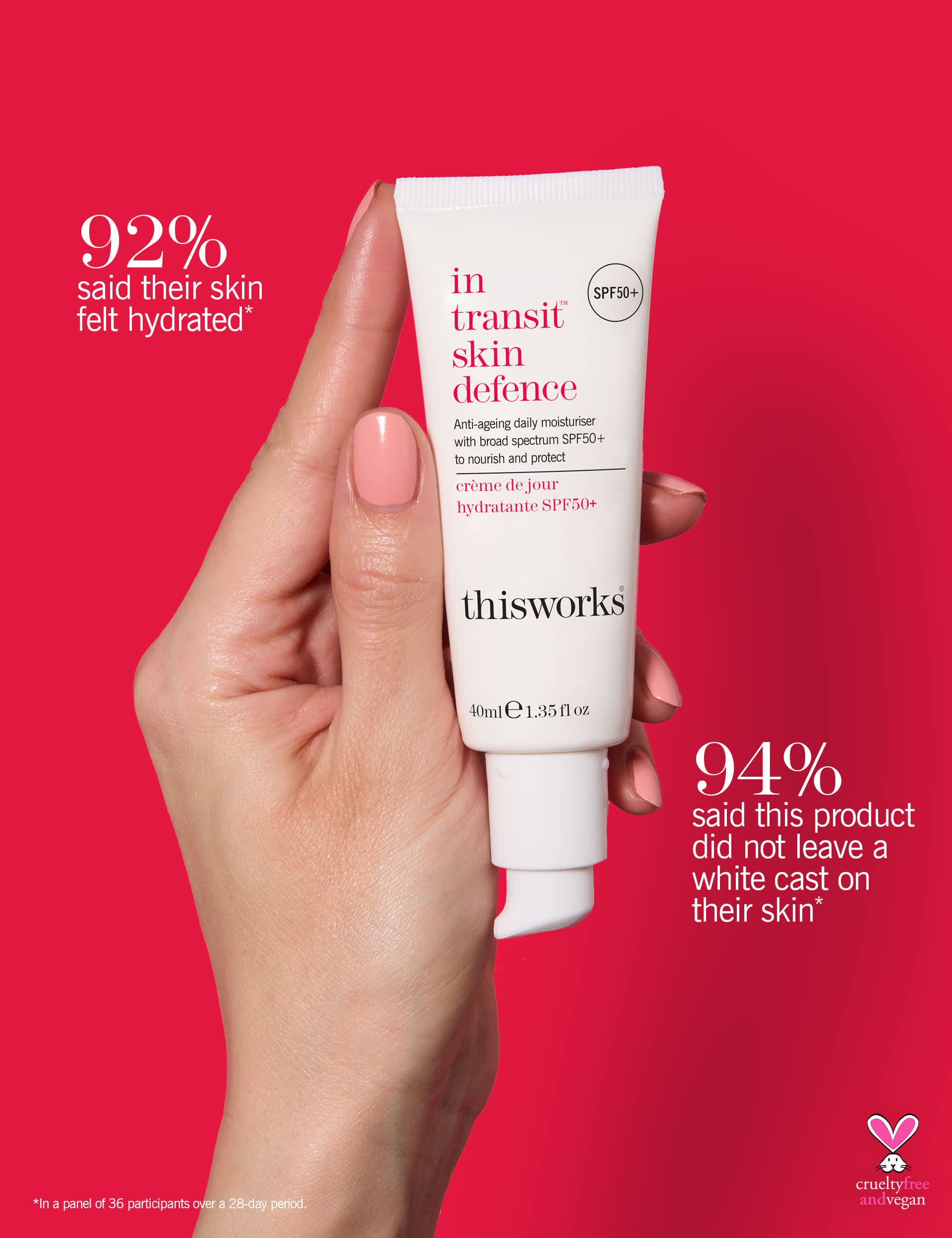 In Transit Skin Defence SPF50 daily moisturiser 40ml, UK version