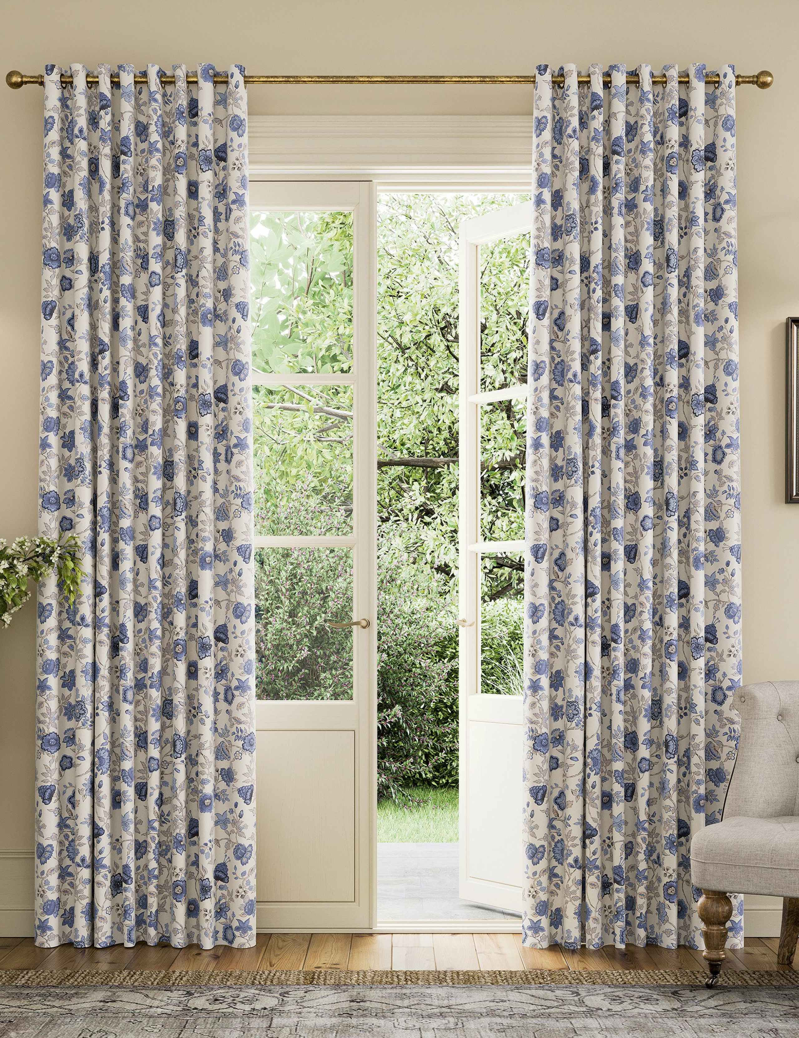 Joules Indienne pure cotton eyelet blackout curtains - British product