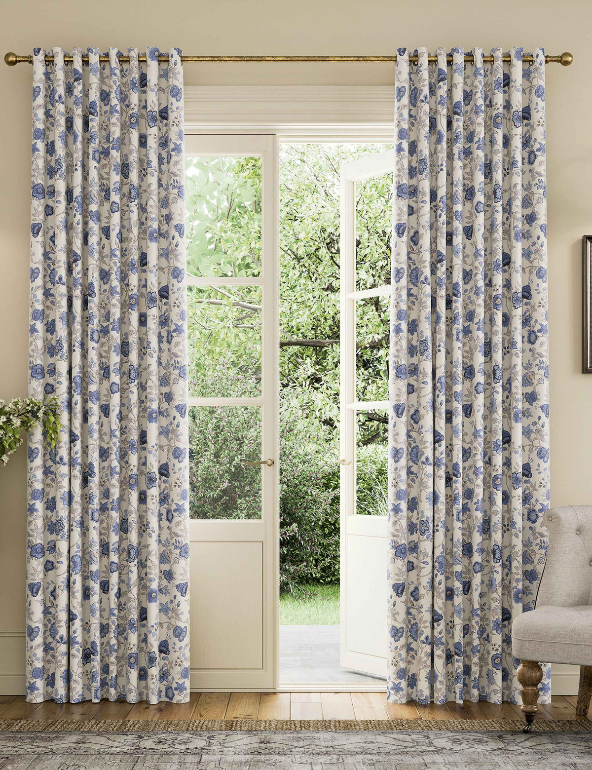 Joules Indienne pure cotton eyelet blackout curtains - British product