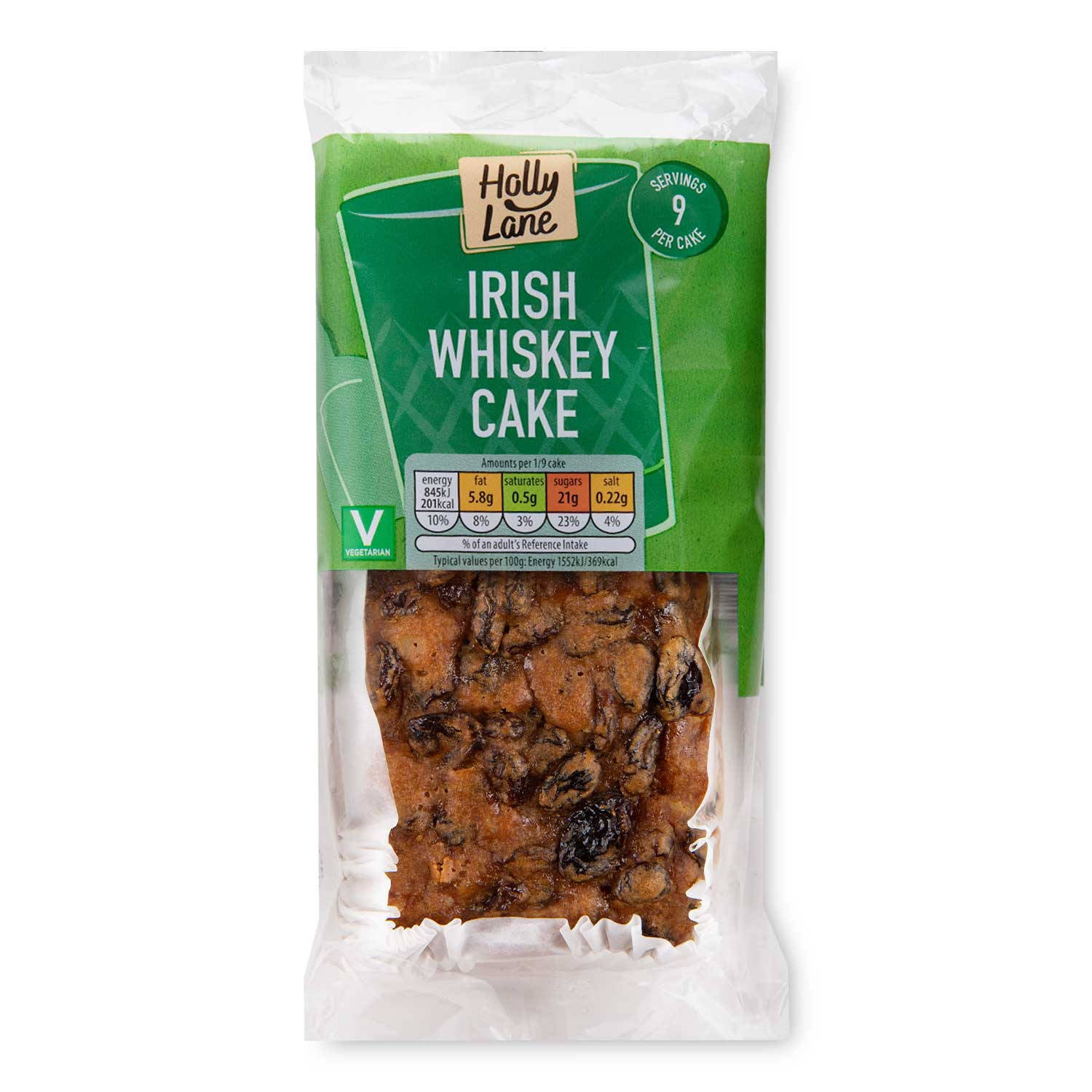 Irish whiskey cake with sultanas and wheat flour, UK version