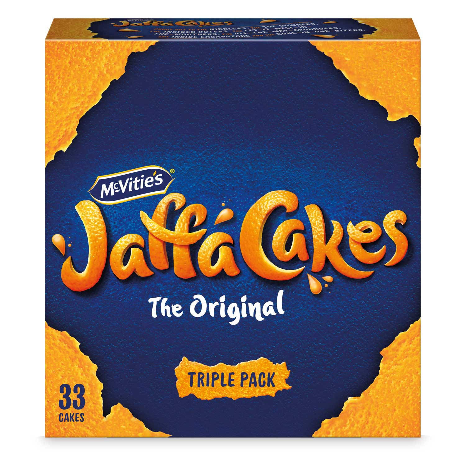 Jaffa Cake Triple snack with orange filling and chocolate coating, UK version