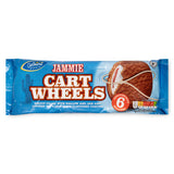 Jam and mallow biscuit wheels with chocolate flavoured coating - British product