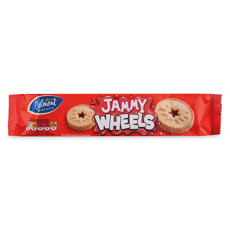 Jammy Wheels jam biscuits, nut free - British product