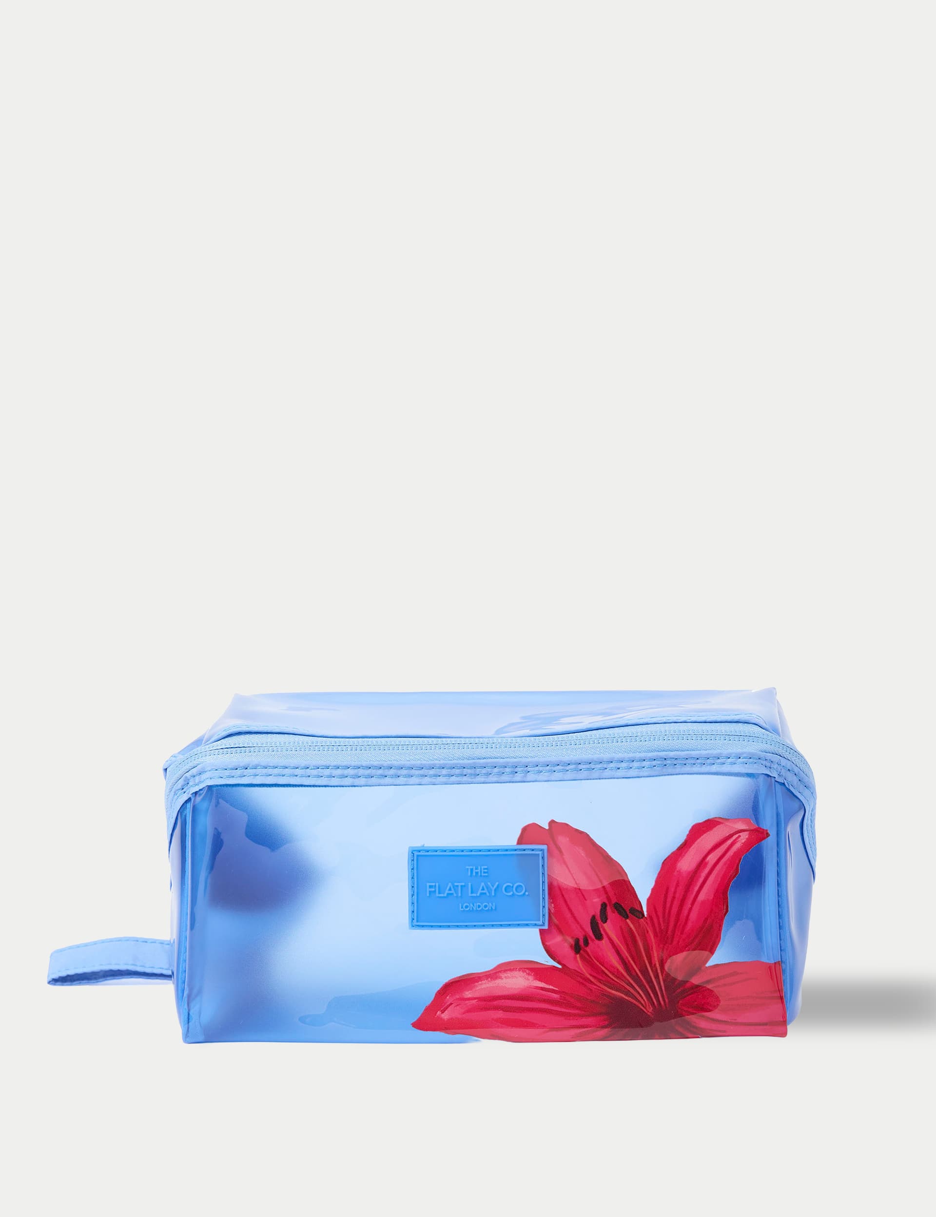 The Flat Lay Co jelly makeup box bag 11x22cm open (British brand)