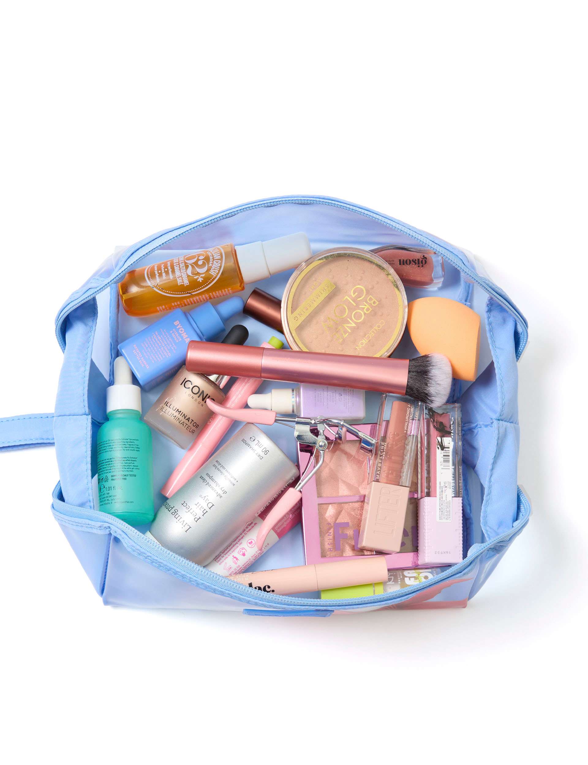 The Flat Lay Co jelly makeup box bag 11x22cm open (British brand)