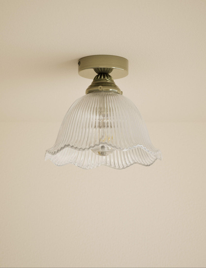 Josephine glass ceiling light with antique brass finish - British product