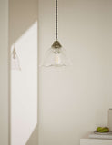 Josephine pendant light with ribbed glass and antique brass - British product