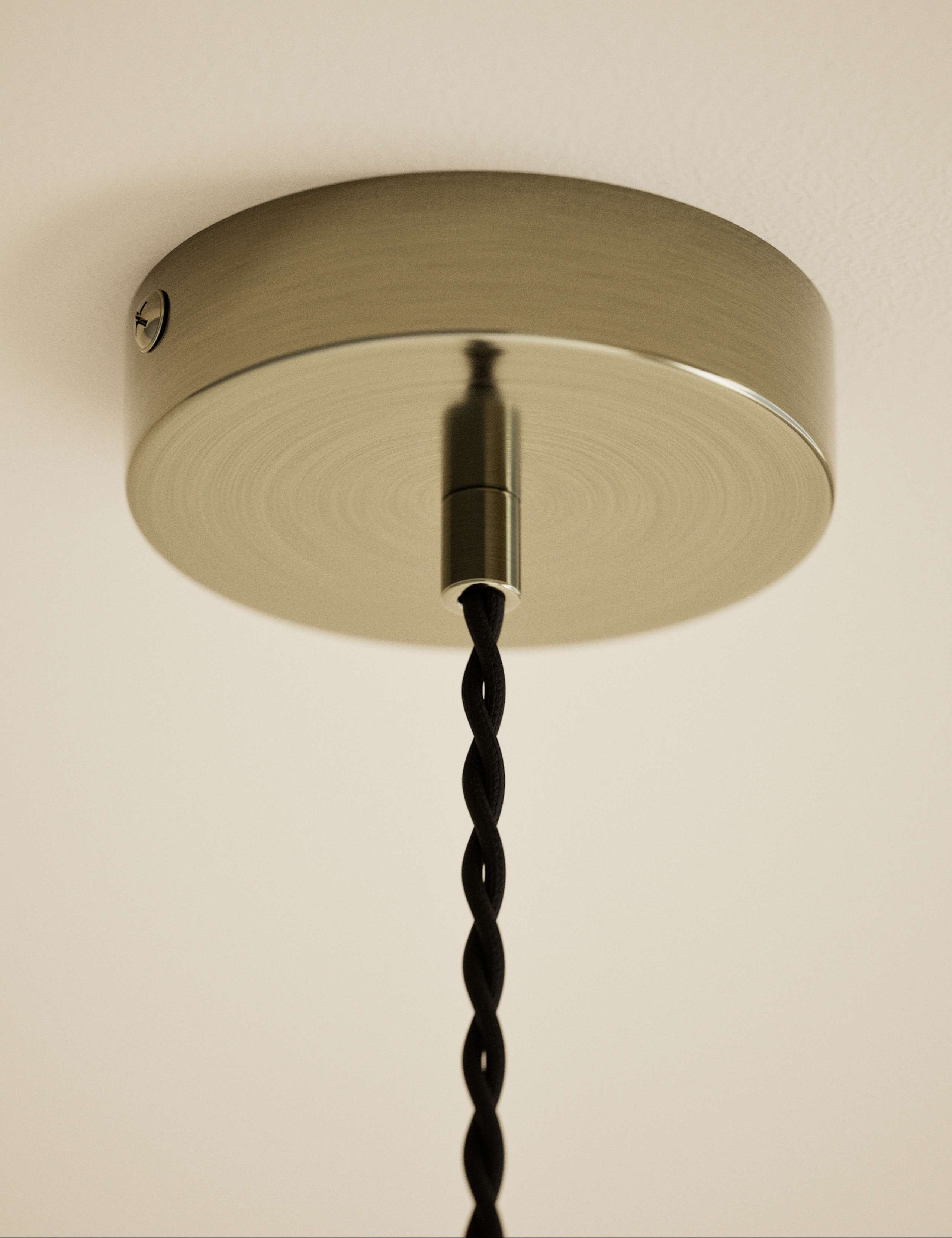 Josephine pendant light with ribbed glass and antique brass - British product