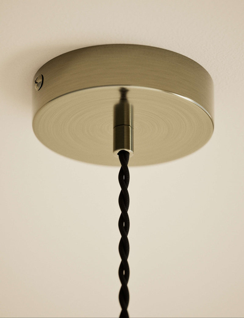 Josephine pendant light with ribbed glass and antique brass - British product
