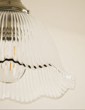 Josephine pendant light with ribbed glass and antique brass - British product
