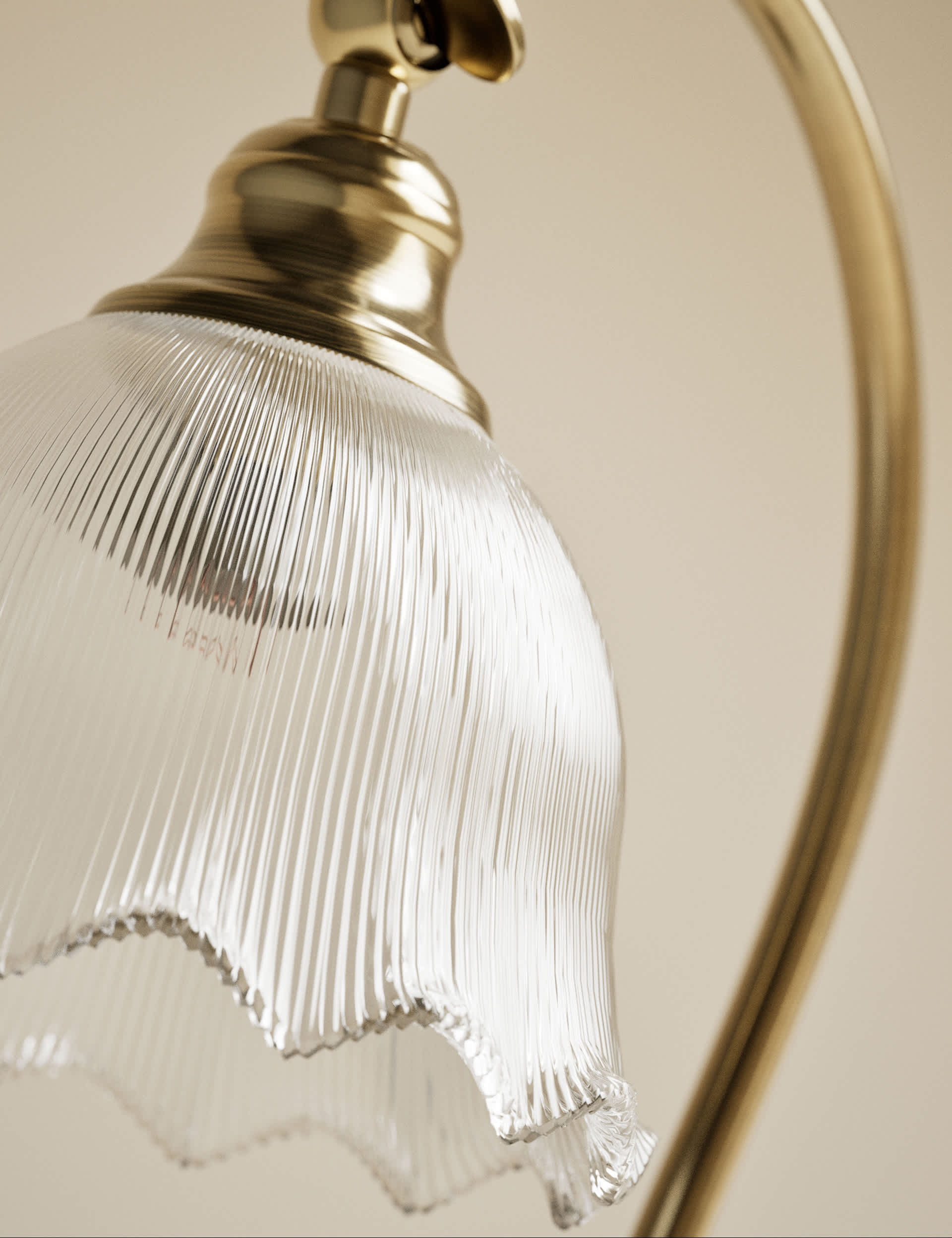 Josephine table lamp antique brass finish glass shade, UK version