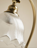Josephine table lamp antique brass finish glass shade, UK version
