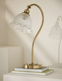 Josephine table lamp antique brass finish glass shade, UK version