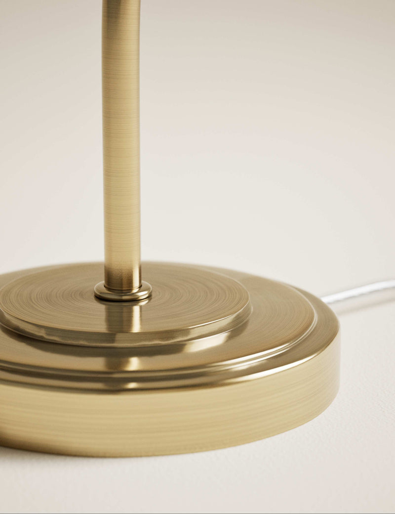 Josephine table lamp antique brass finish glass shade, UK version
