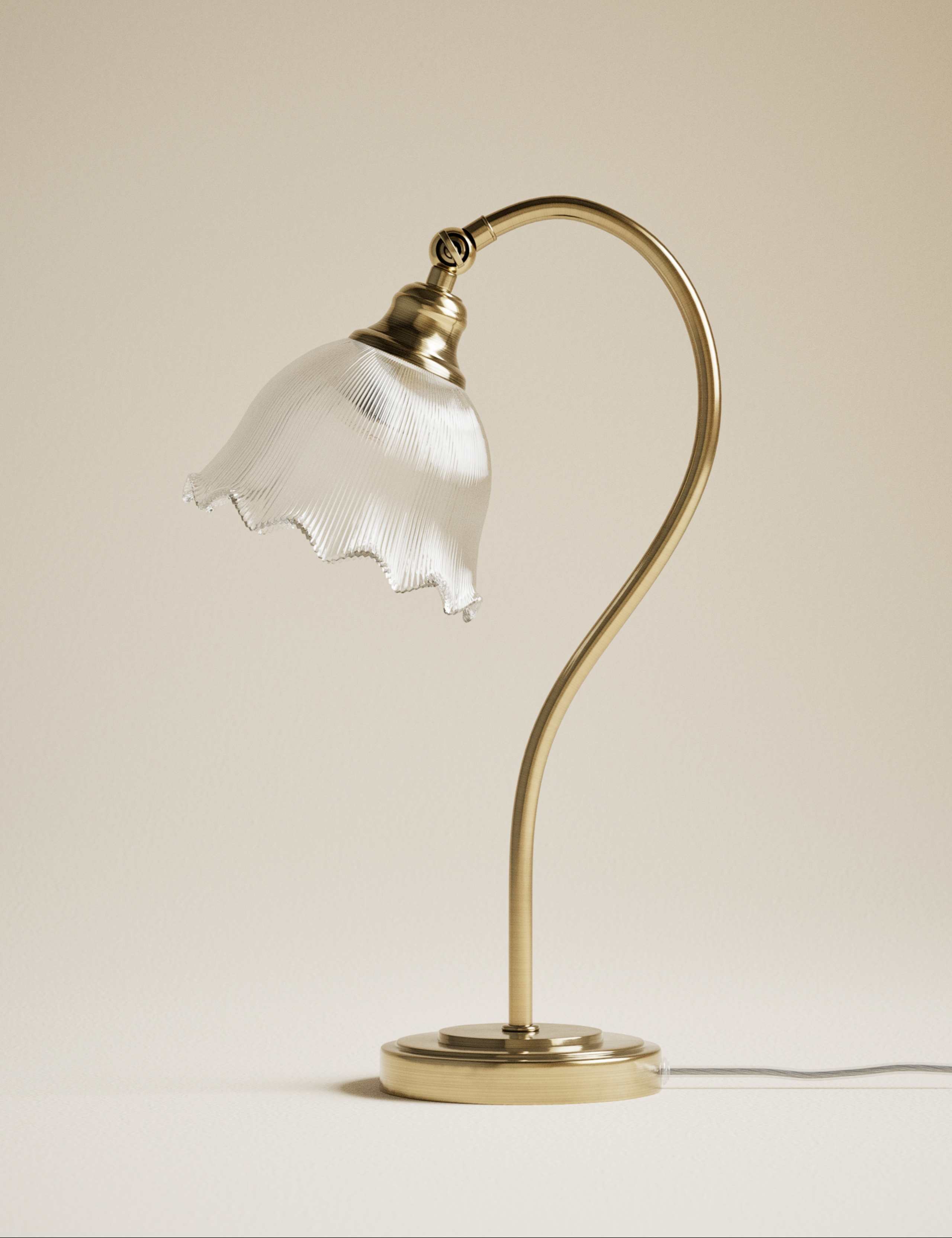 Josephine table lamp antique brass finish glass shade, UK version