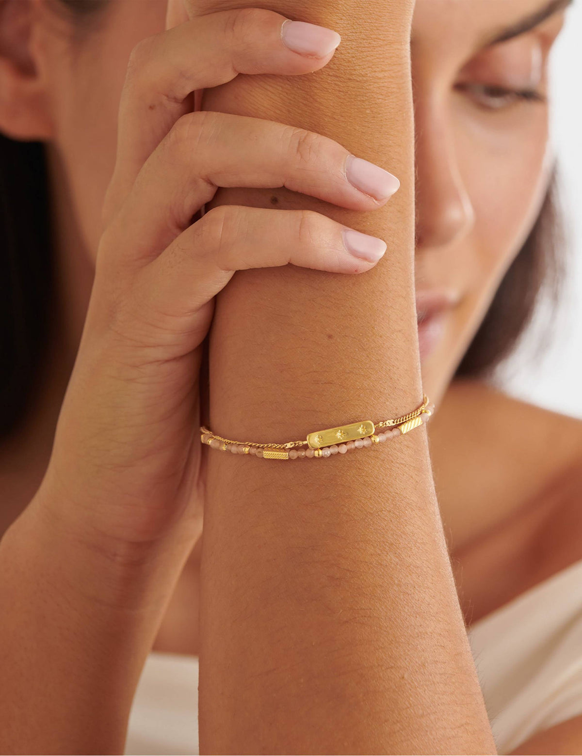 Katie Loxton waterproof birthstone bracelet with sunstone (British brand)