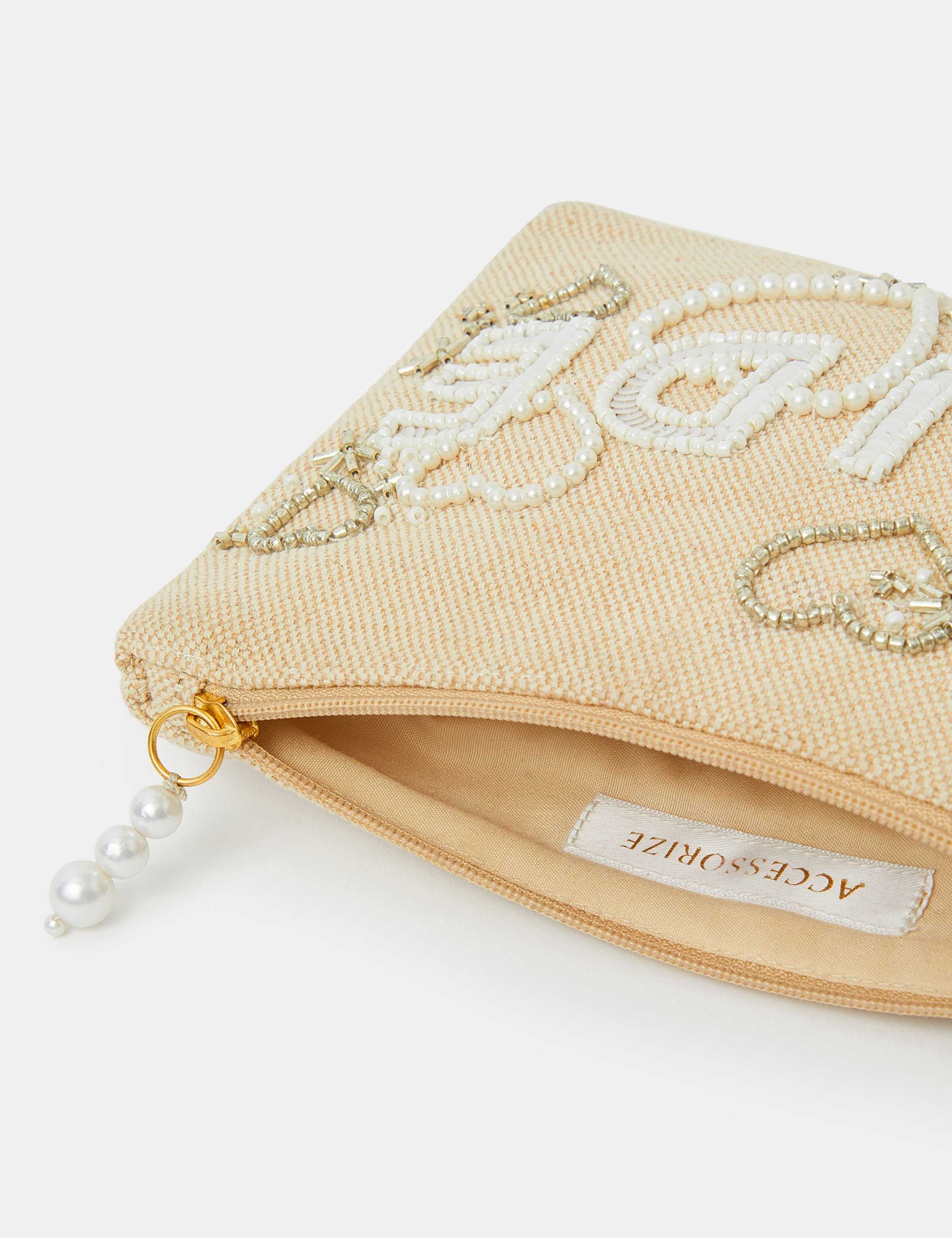 Accessorize embellished jute pouch (British brand)
