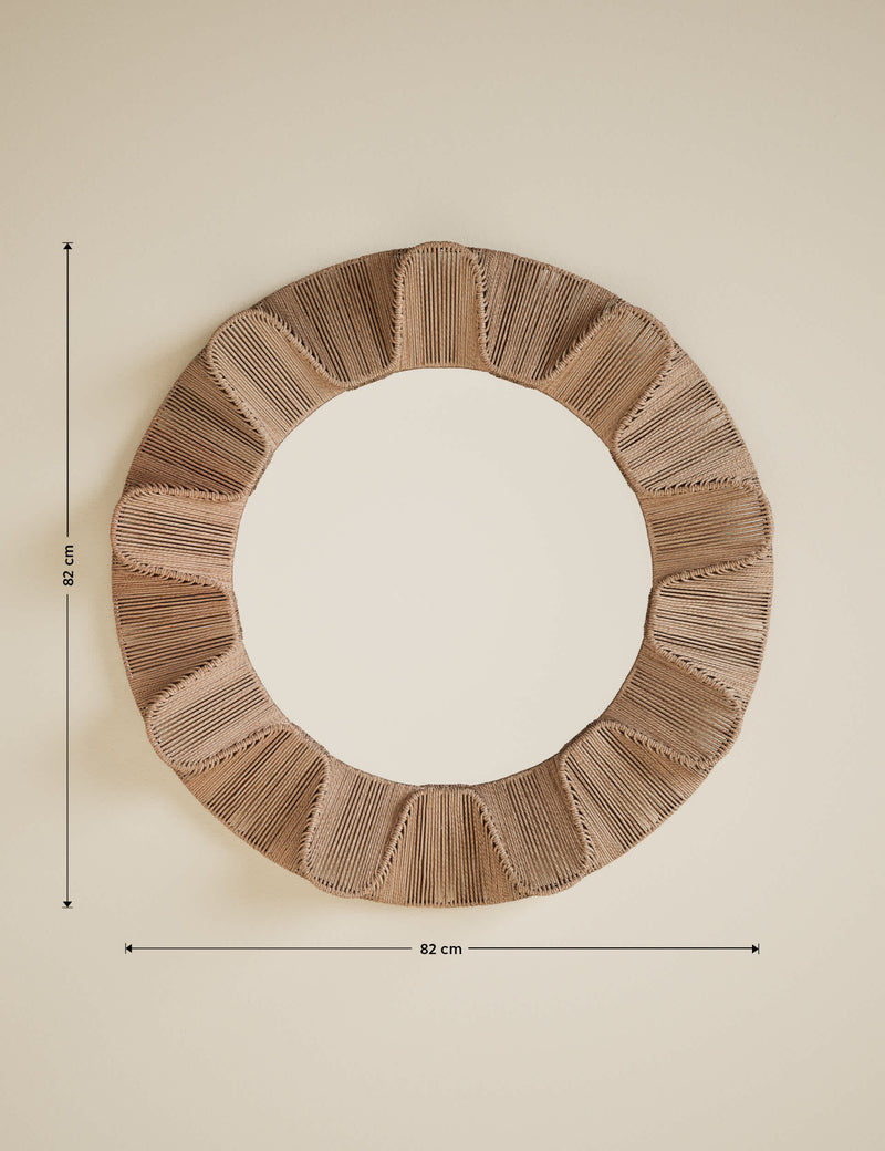 Jute string round mirror 82cm - British product