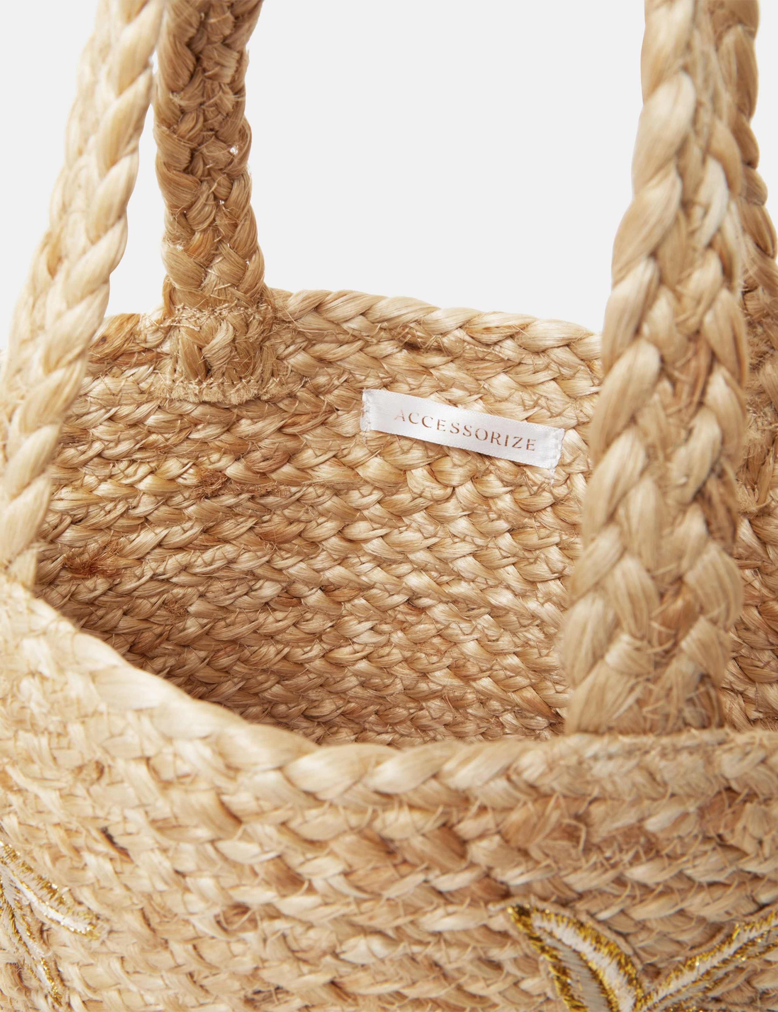 Accessorize jute tote bag with starfish pattern (British brand)