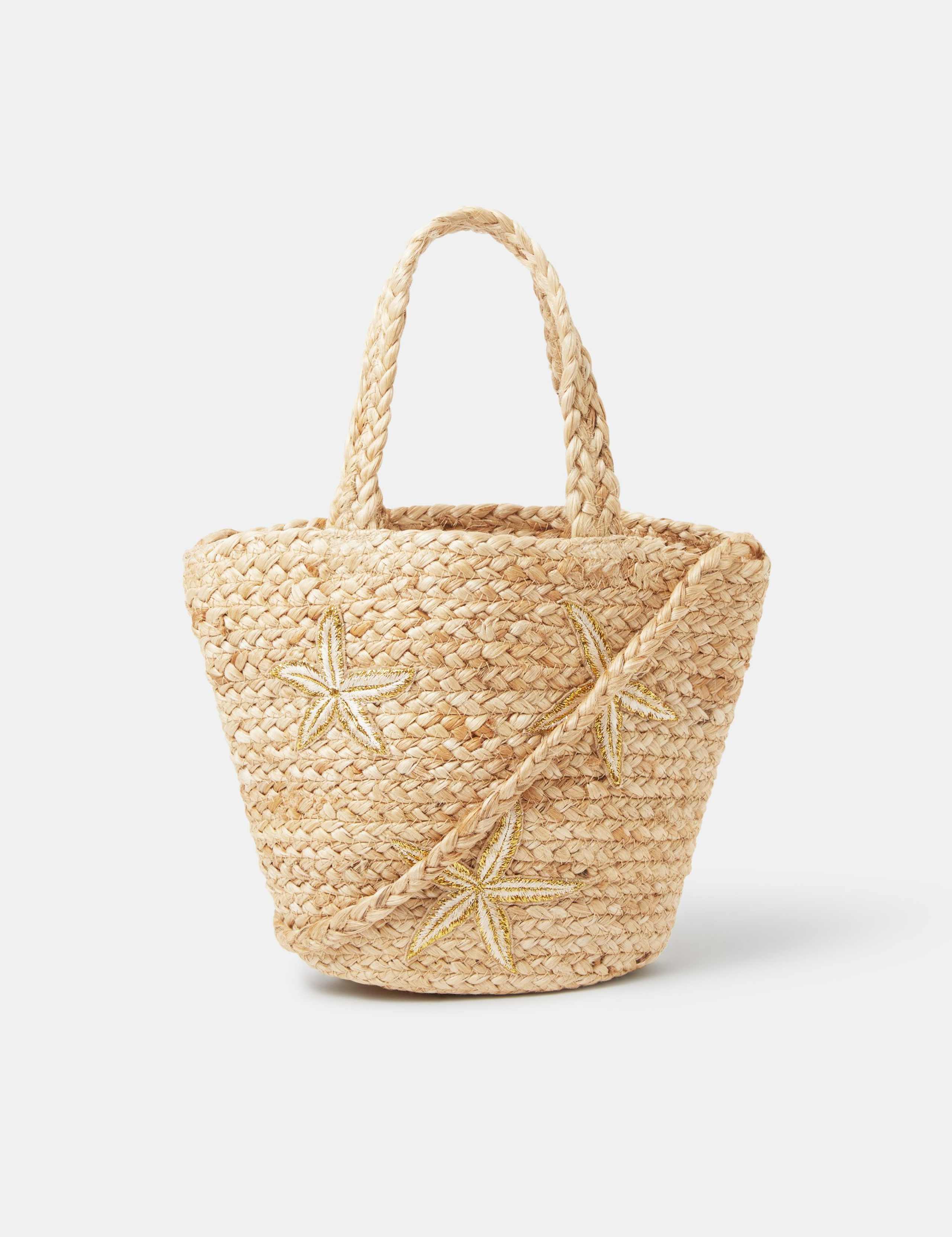Accessorize jute tote bag with starfish pattern (British brand)