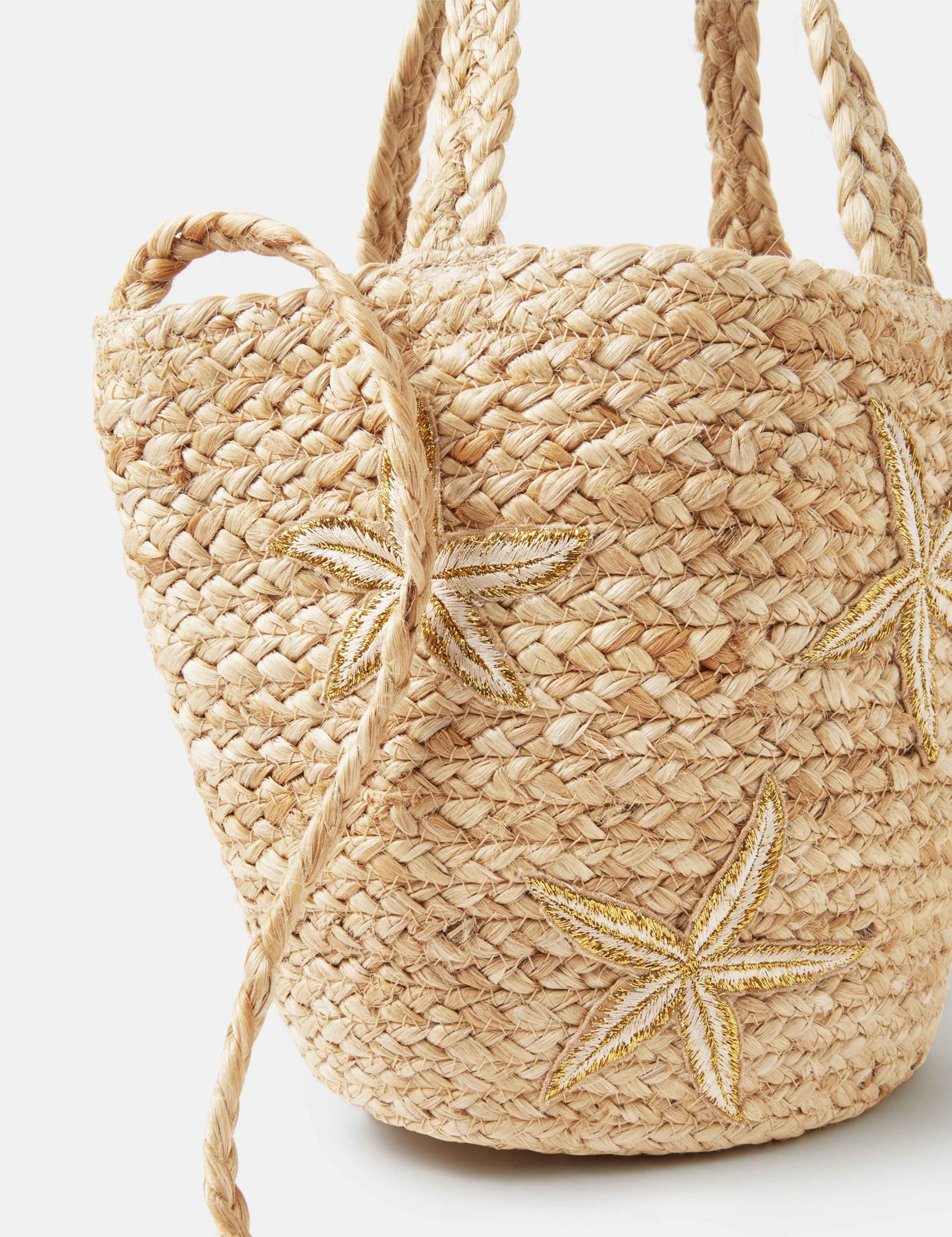 Accessorize jute tote bag with starfish pattern (British brand)
