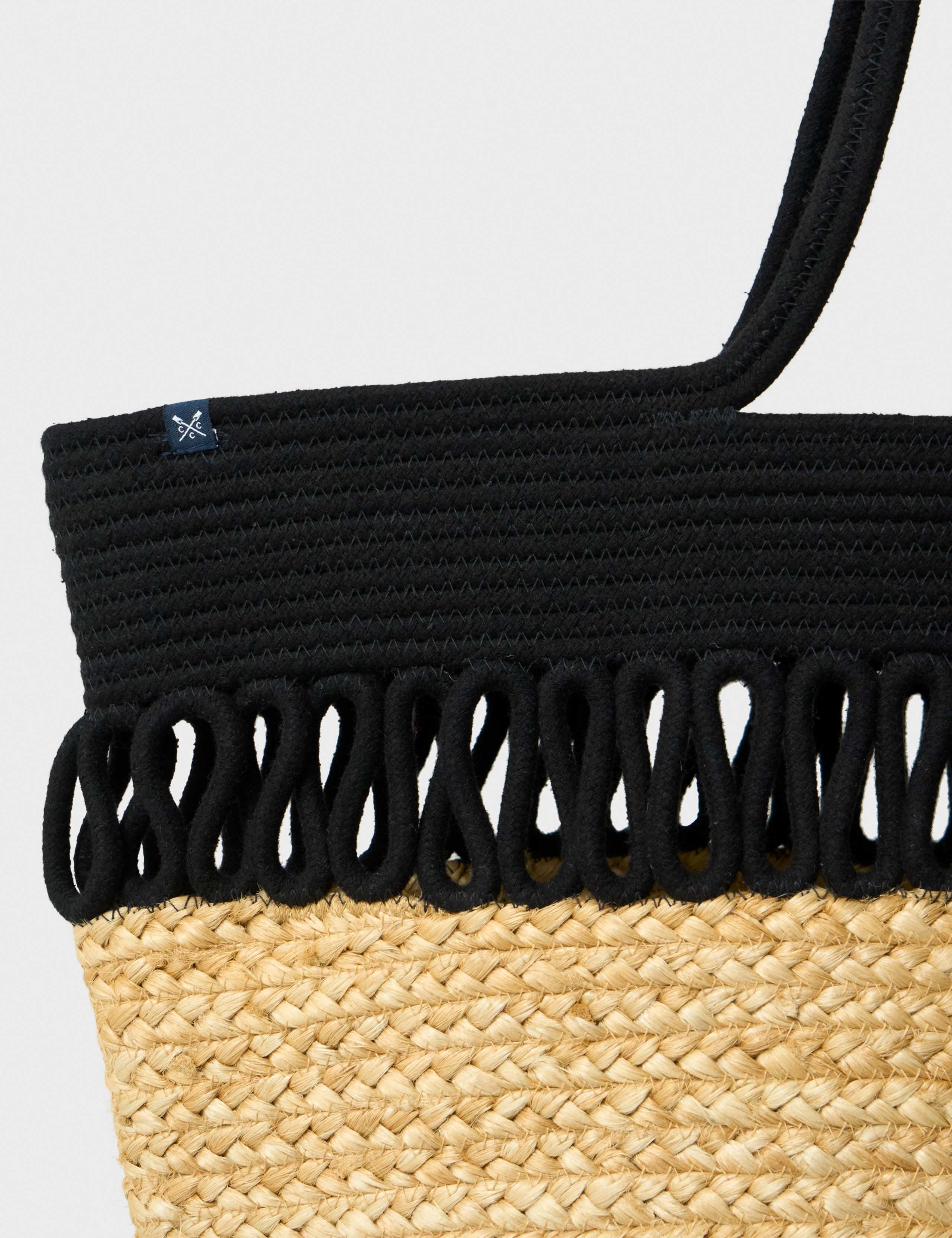 Crew Clothing woven jute contrast trim shoulder tote bag, imported from the UK