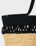 Crew Clothing woven jute contrast trim shoulder tote bag, imported from the UK