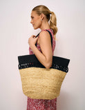 Crew Clothing woven jute contrast trim shoulder tote bag, imported from the UK