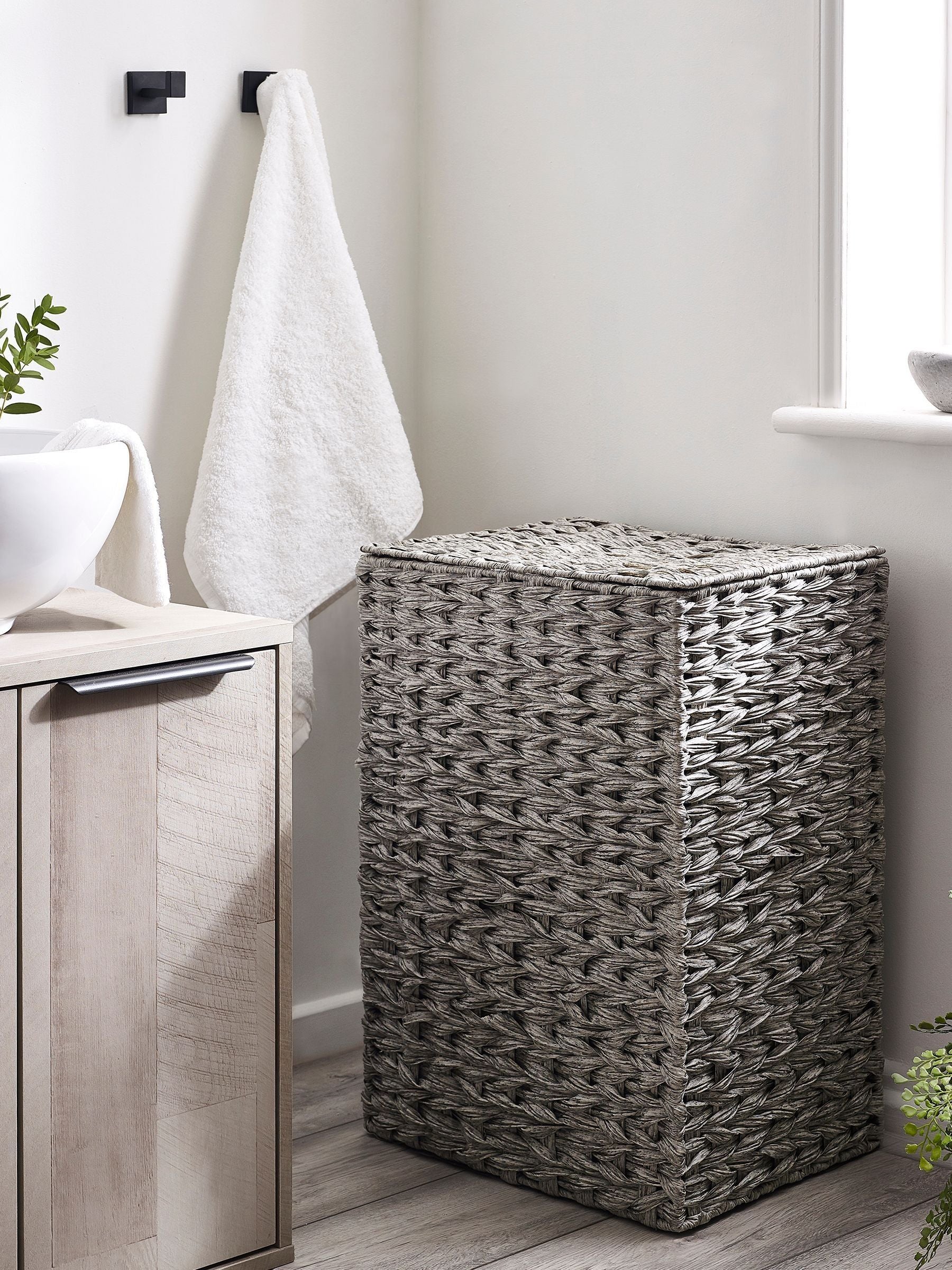 Grey Hepworth Wicker Effect Hamper Laundry
