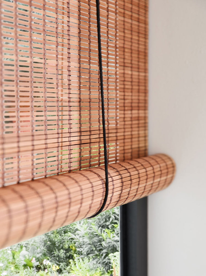Bamboo roller blind natural black ready made - UK version