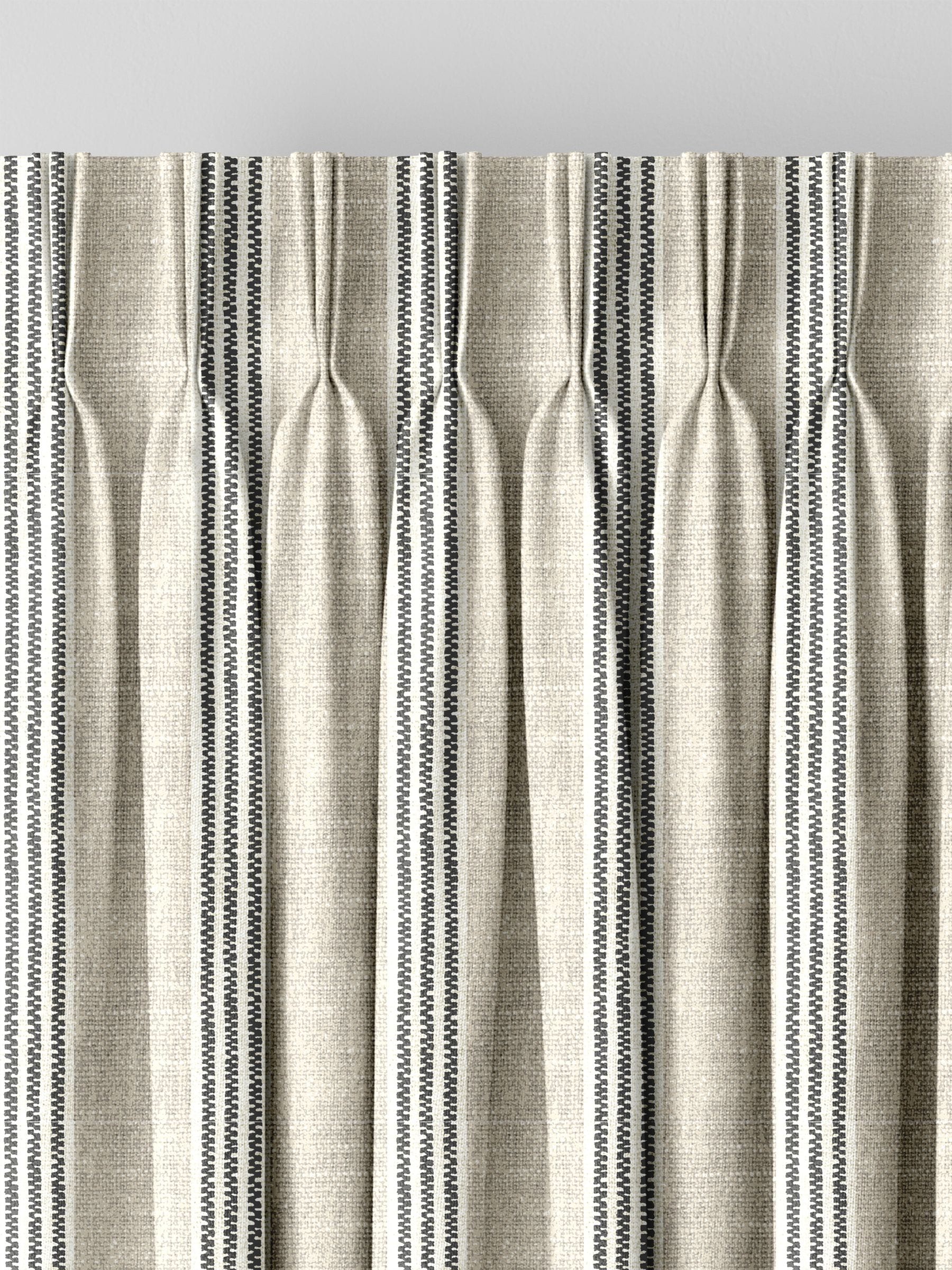 Emily Bond curtains charcoal George stripe print, UK version