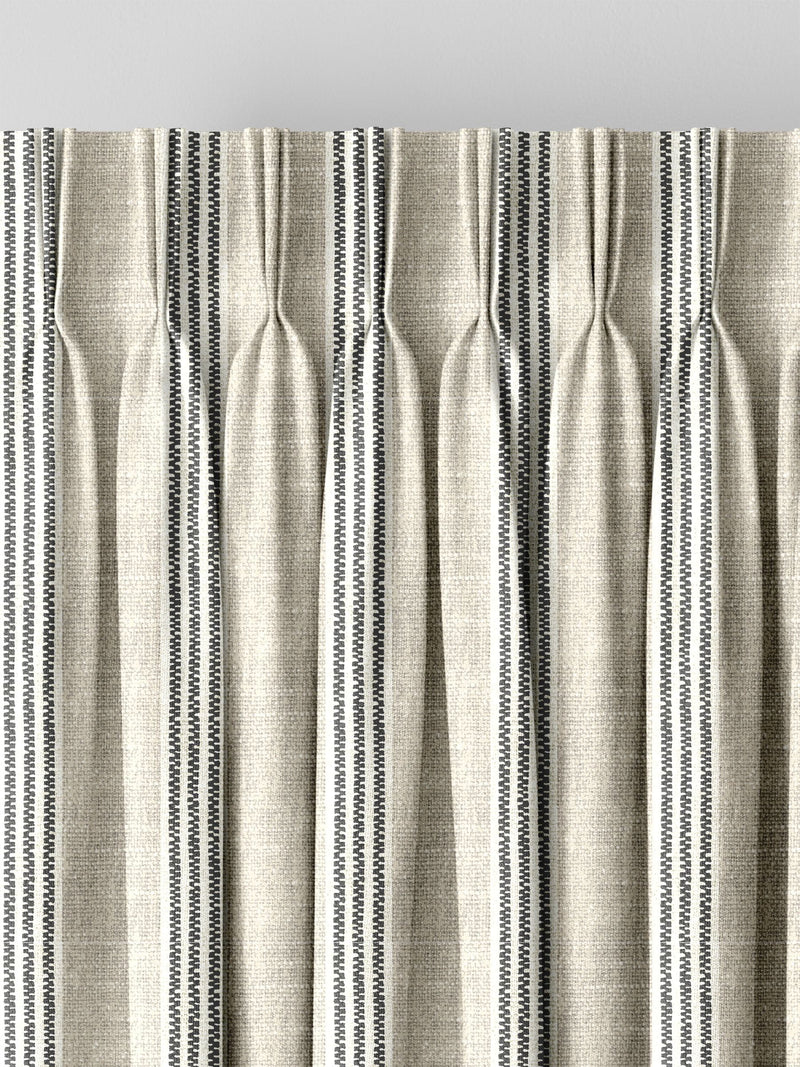 Emily Bond curtains charcoal George stripe print, UK version