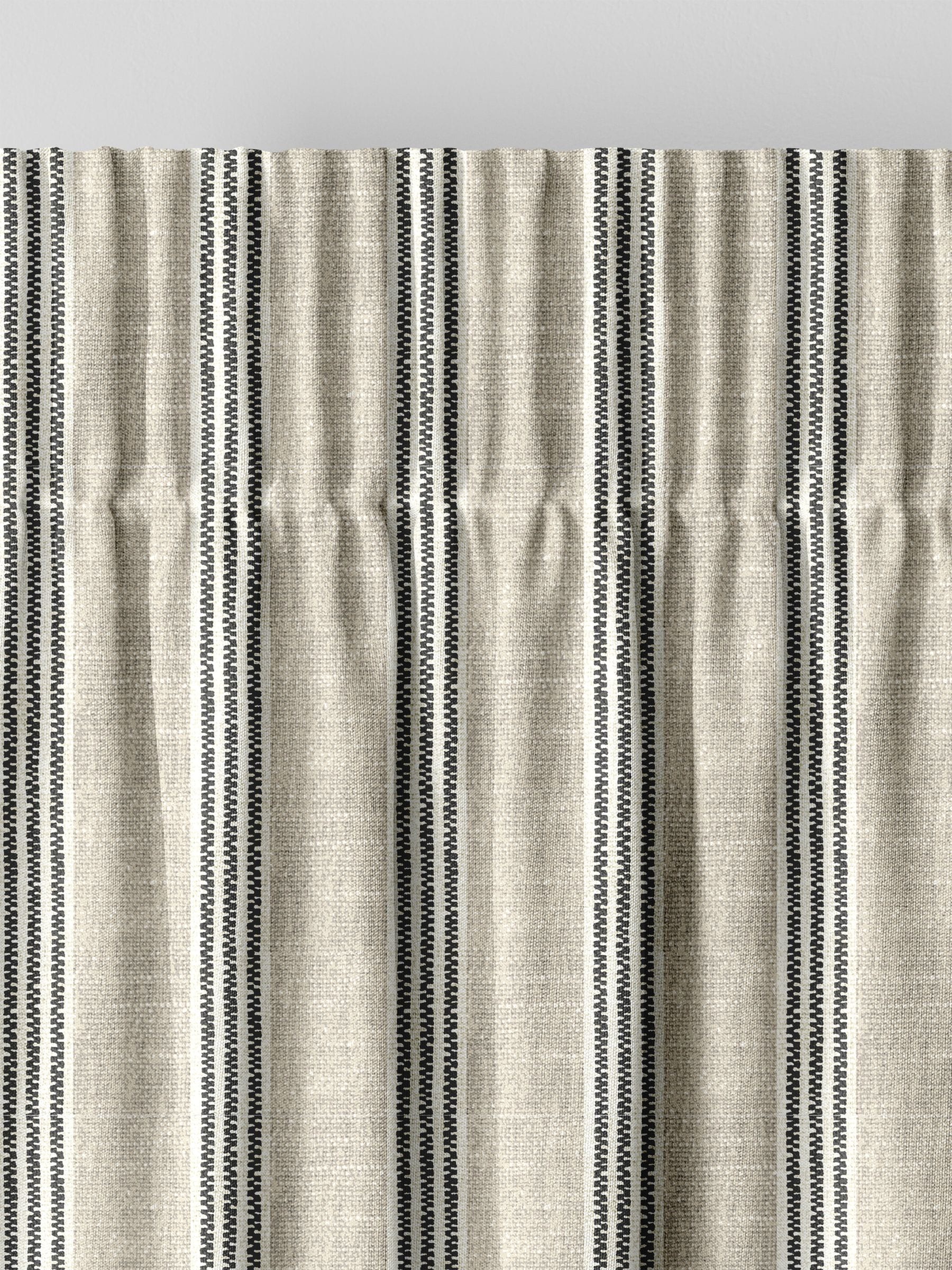 Emily Bond curtains charcoal George stripe print, UK version