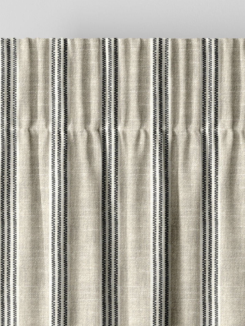 Emily Bond curtains charcoal George stripe print, UK version