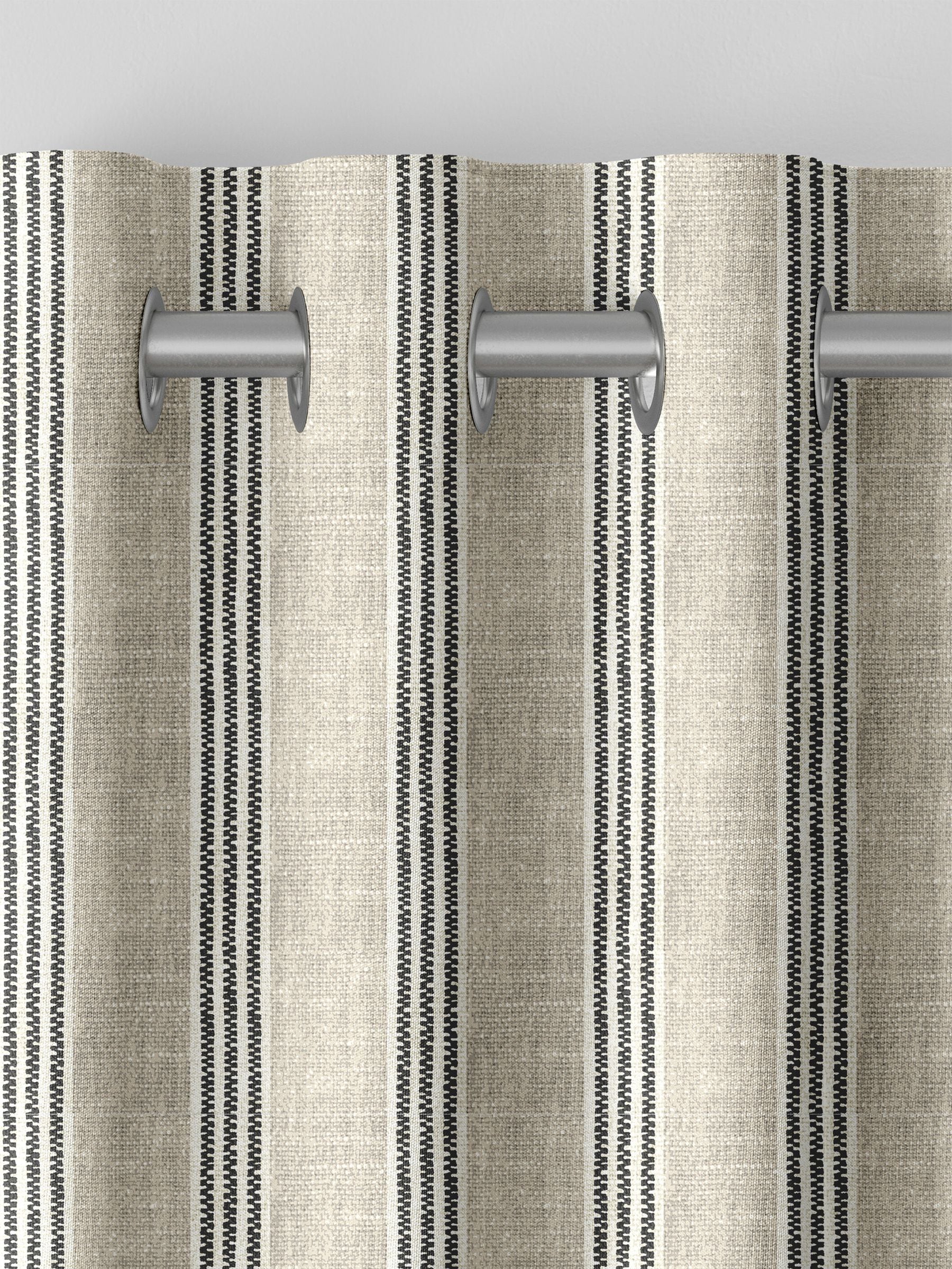 Emily Bond curtains charcoal George stripe print, UK version