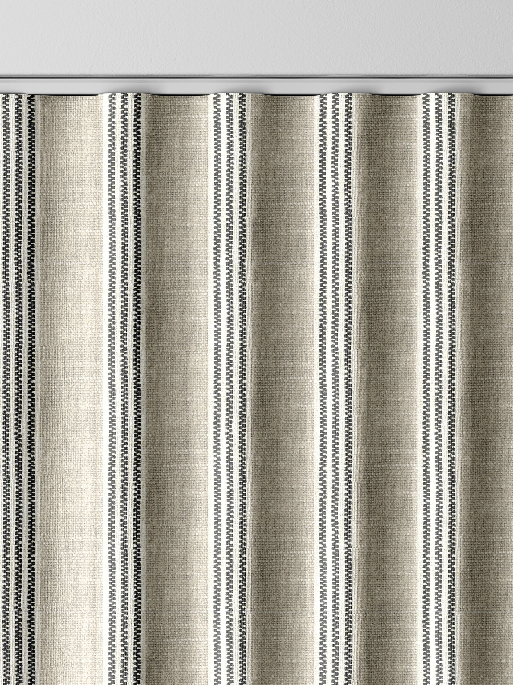 Emily Bond curtains charcoal George stripe print, UK version