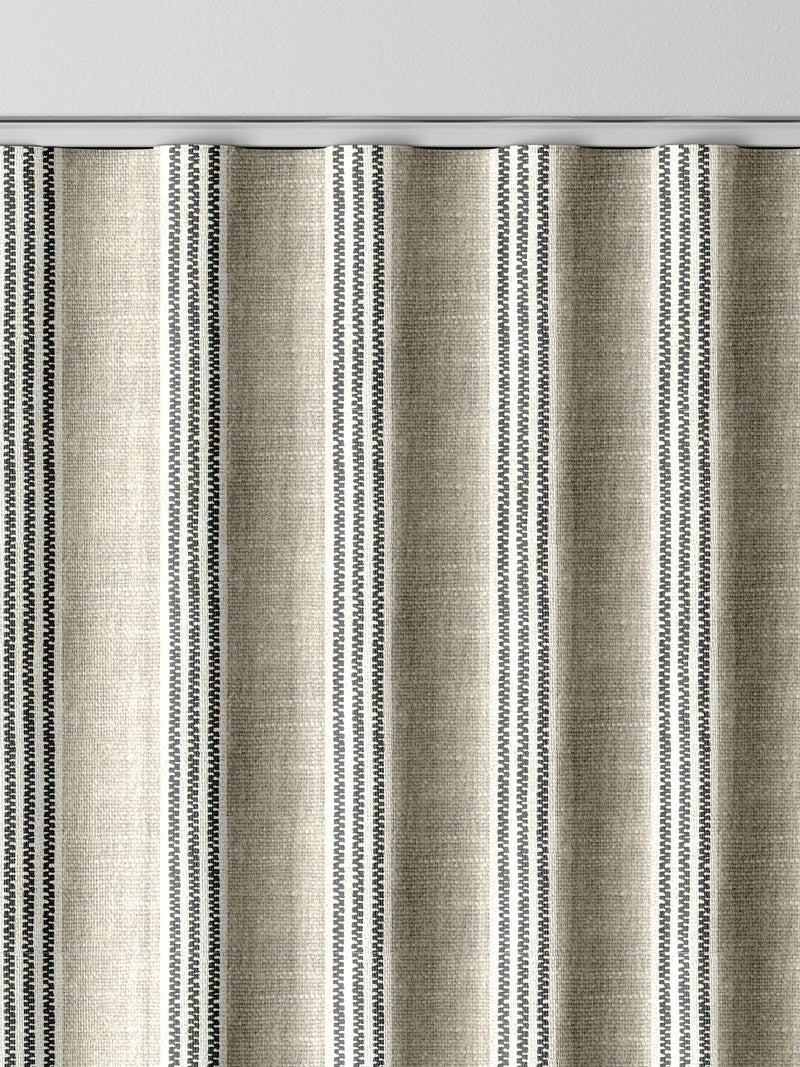 Emily Bond curtains charcoal George stripe print, UK version