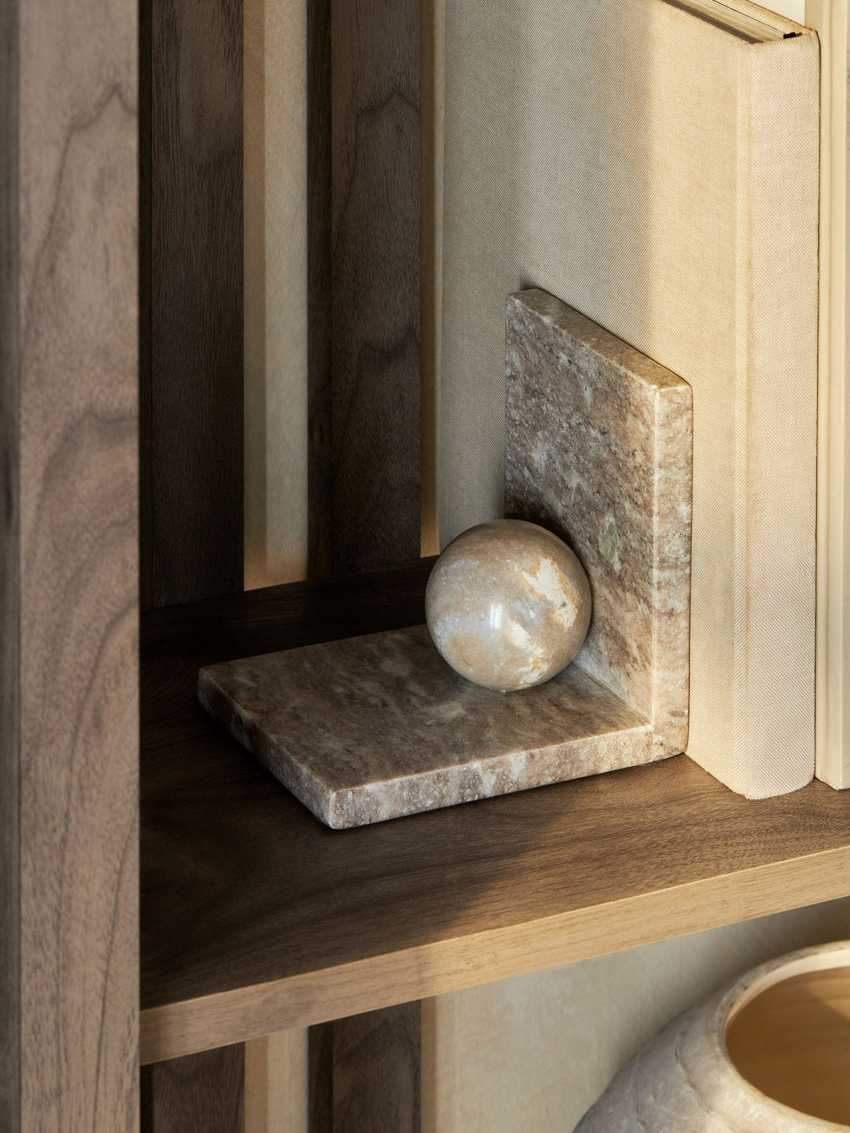 Natural N. Premium marble statement bookend, UK version