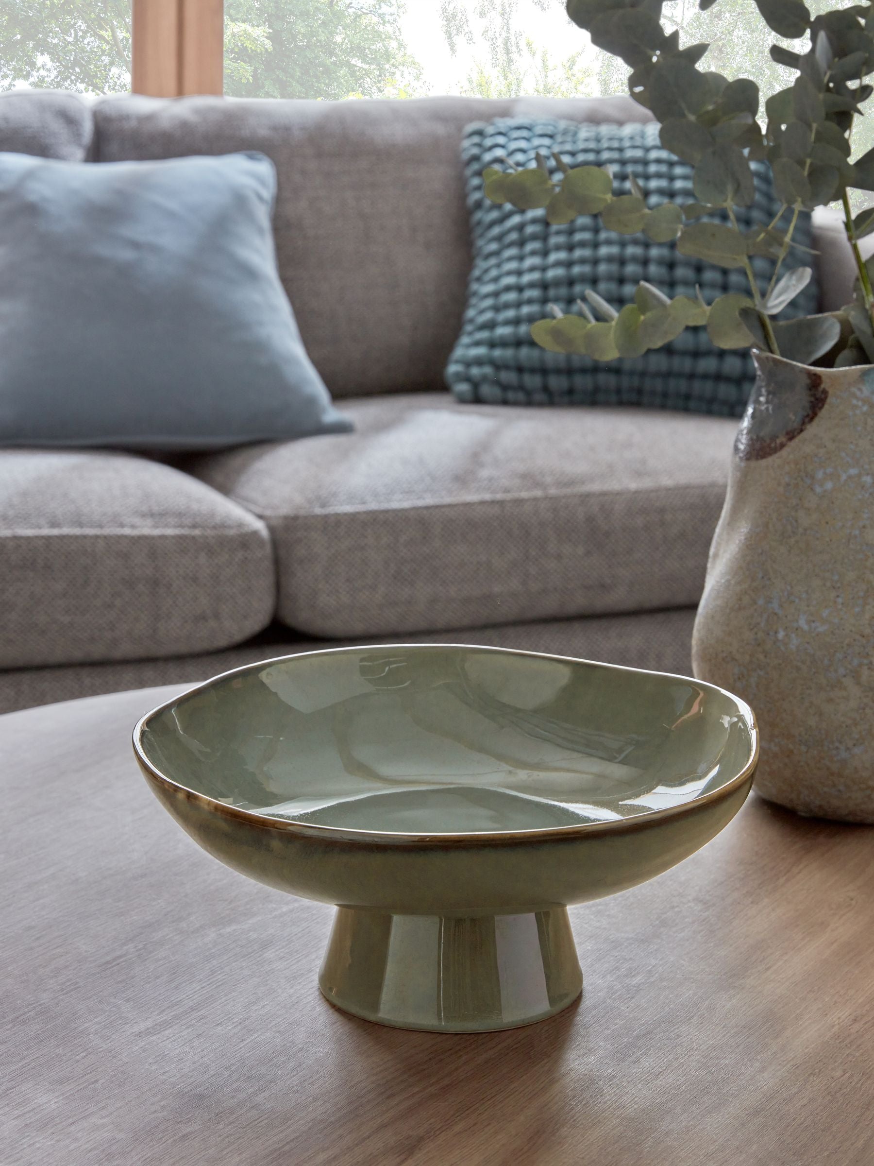 Grey Ceramic Reactive Glaze Decorative Bowl