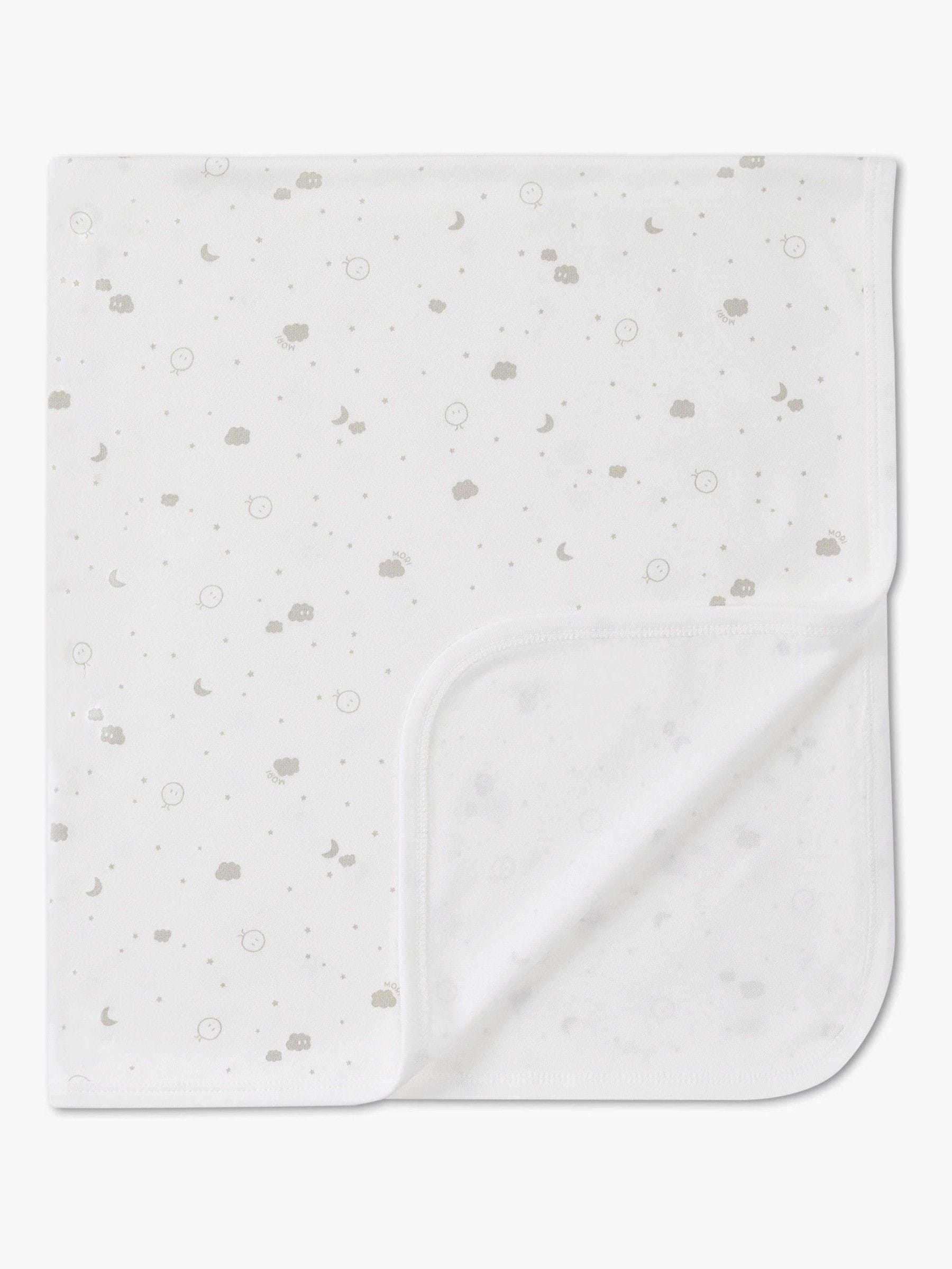 MORI white signature print baby blanket, UK version