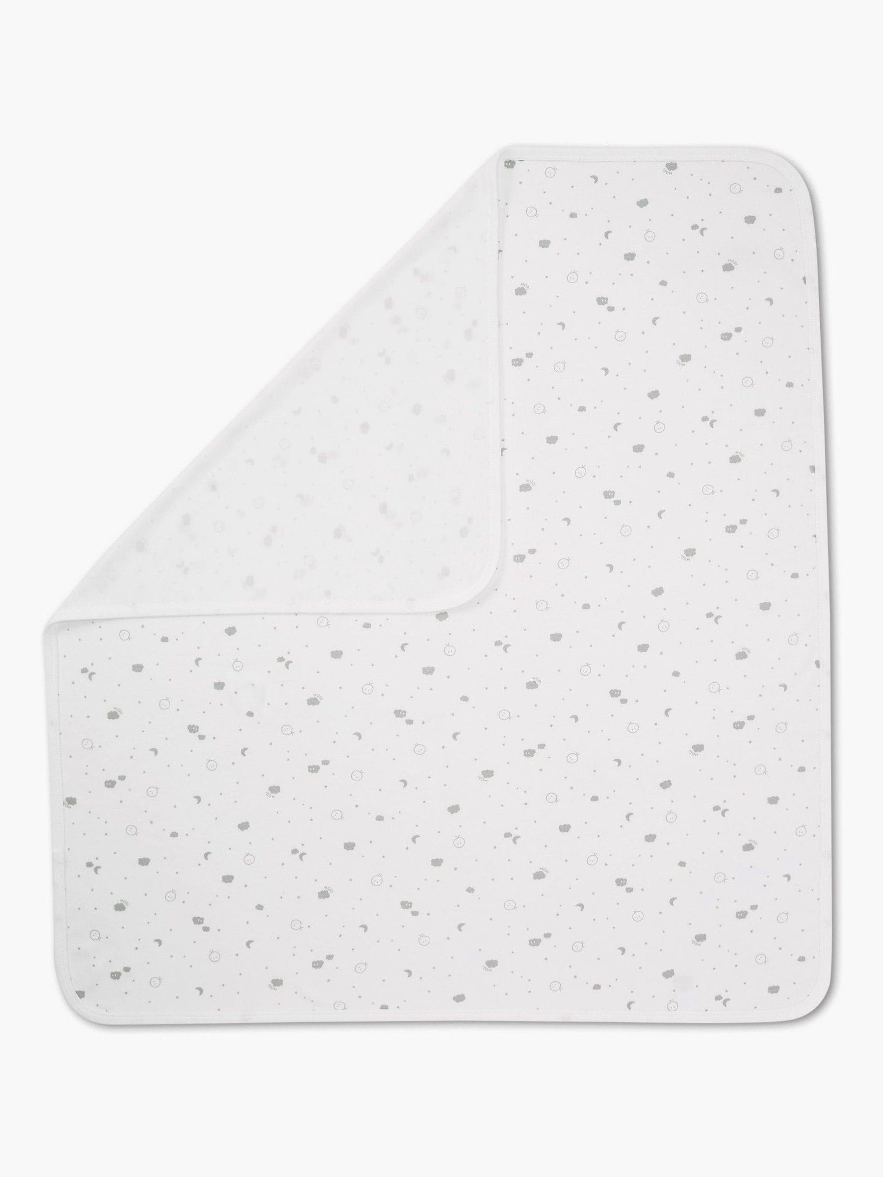 MORI white signature print baby blanket, UK version