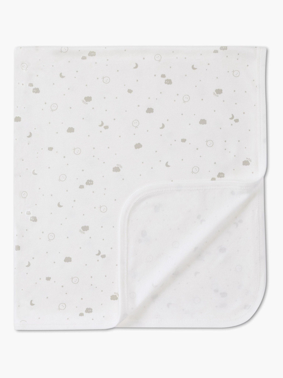 MORI white signature print baby blanket, UK version