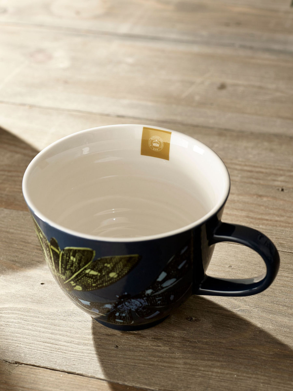 Set of 2 Fine China Mugs with Intricate Blue Botanical Artwork