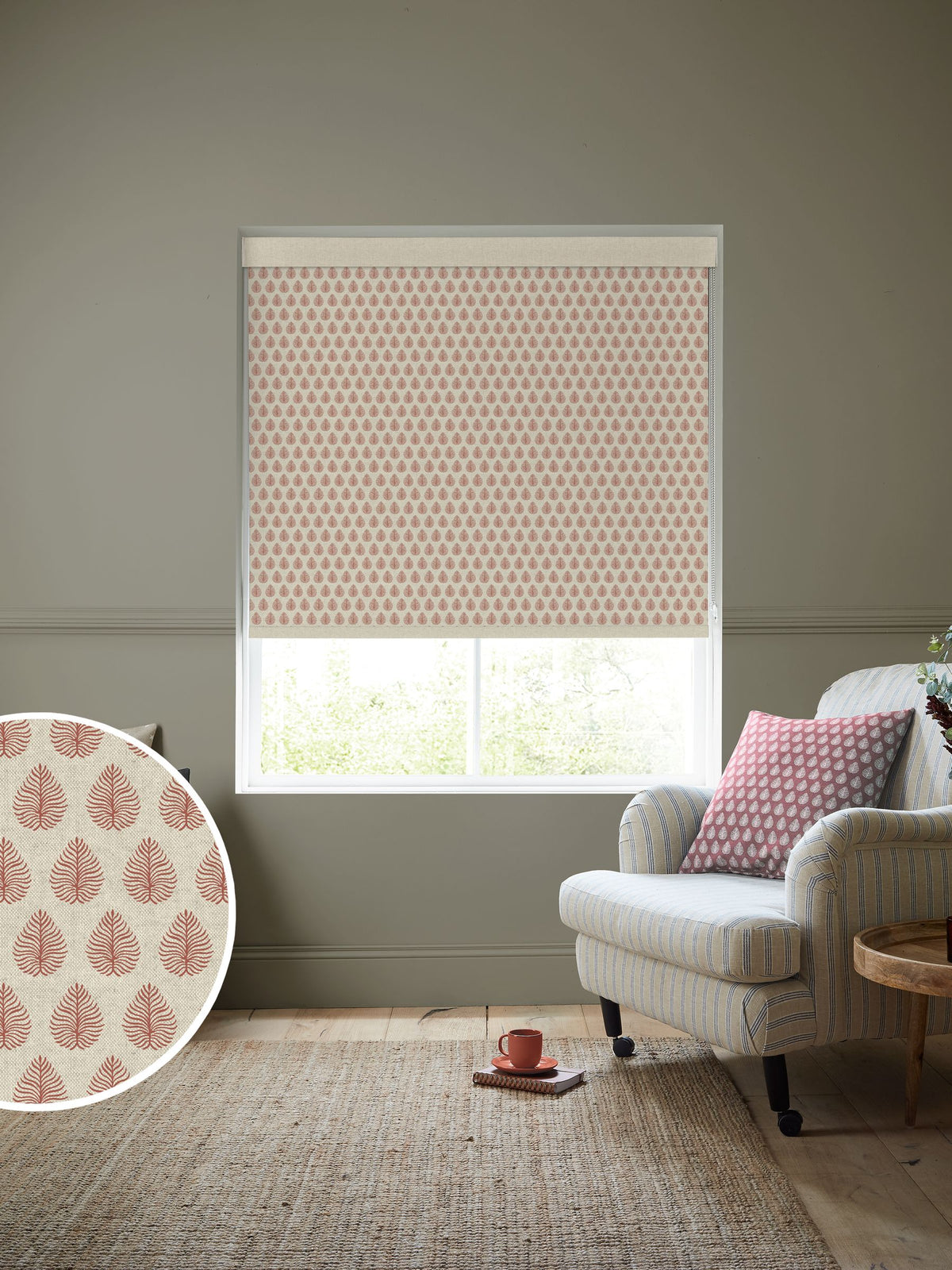 Emily Bond rust orange Jaipur made to measure roller blind (British brand)