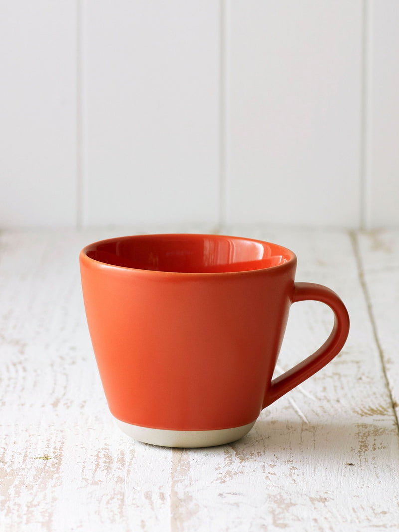 Set of 4 Orange Ceramic Mugs with Vibrant Glaze and Smooth Base
